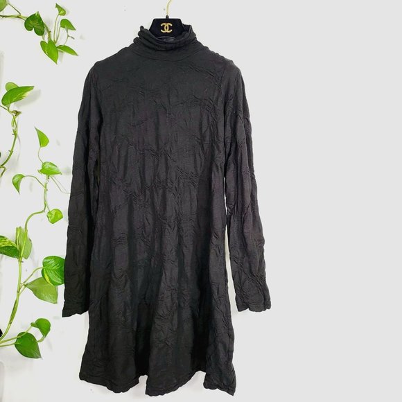 cut loose Dresses & Skirts - CUT LOOSE Made in USA Cotton Black Sweater Mini Dress SMALL Mock Neck Textured